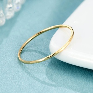 Minimalist Jewelry 18k Gold Plated Diamond Pattern Hoop Finger <b>Ring</b> - Product Image 5