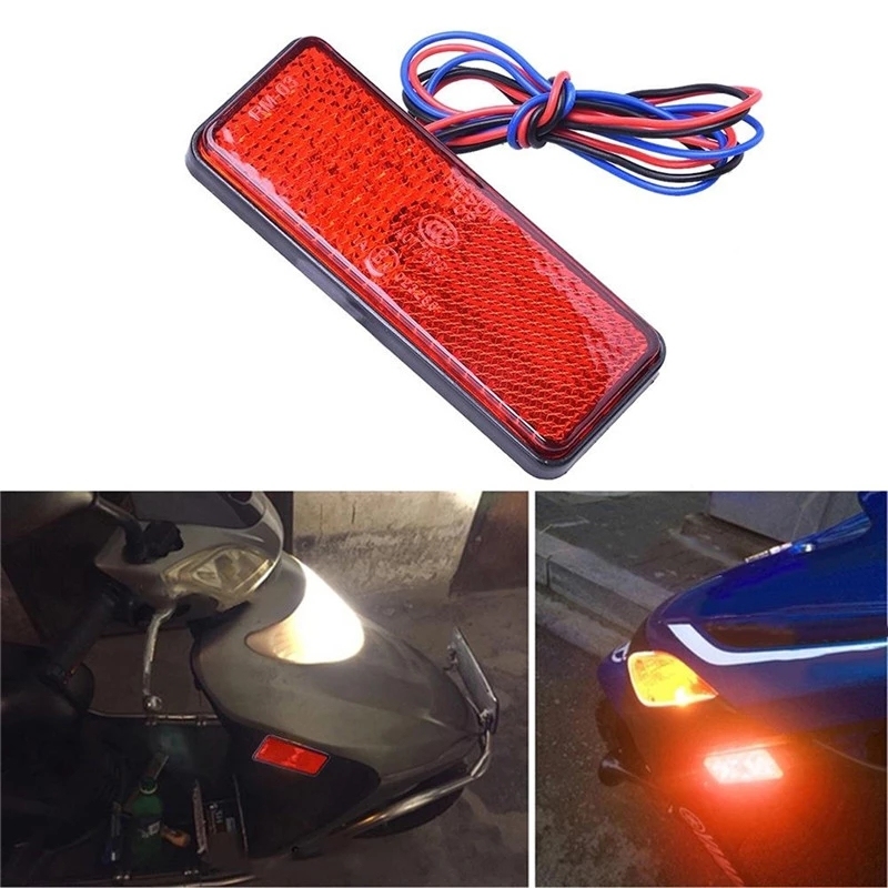 Pair Of Rectangle 24-LED Motorcycle Tail/Brake/Turn Signal Lights – Rear Mount