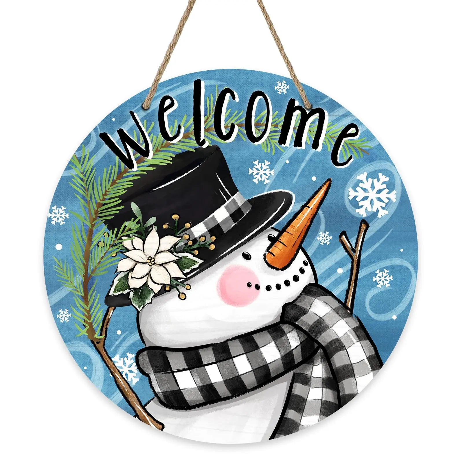 Sıcak yeni yaratıcı hoşgeldiniz kış kardan adam mavi ön kapı işareti açık sundurma tatil süslemeleri Merry Christmas masa işareti