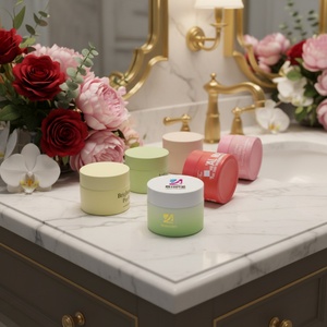 Tarro Cosmético de Vidrio Rosa Esmerilado Personalizado con Impresión de Serigrafía Blanca para Crema para el Cuidado de la Piel, Envase Cosmético de Porcelana Blanca - Product Image 5
