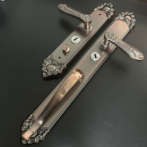 Poignée de porte de sécurité moderne en laiton massif, motif grande fleur gris antique, avec double ressort de tension, pour cour et villa - Product Image 4