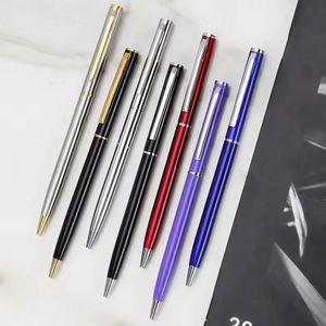 Nouvelle promotion : stylos à bille fins et bon marché, logo personnalisé, stylo à bille fin en métal avec clip doré ou argenté - Product Image 2