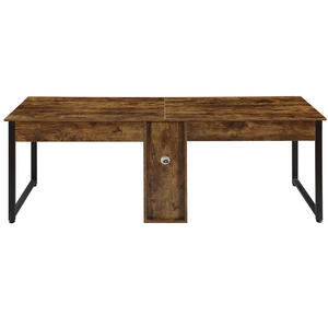 High Quality Stainless Steel <strong>Wooden</strong> l Shape <strong>Laptop</strong> Computer Gaming Desk Table <strong>Stand</strong> for Two Person - Product Image 5