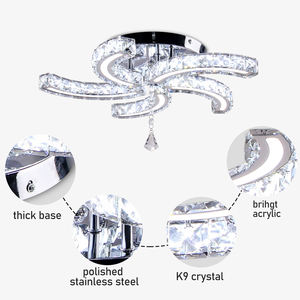 Kaltweiß Sichel förmige Kristall Decken leuchte Edelstahl Basis Wohnzimmer Schlafzimmer Hotel Innen halle Verfügbar Mitte - Product Image 5