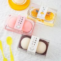 Boîte de papier rectangulaire Cookie Mochi Donut de qualité alimentaire avec couvercle transparent en PET Boîtes à dessert avec 2 compartiments