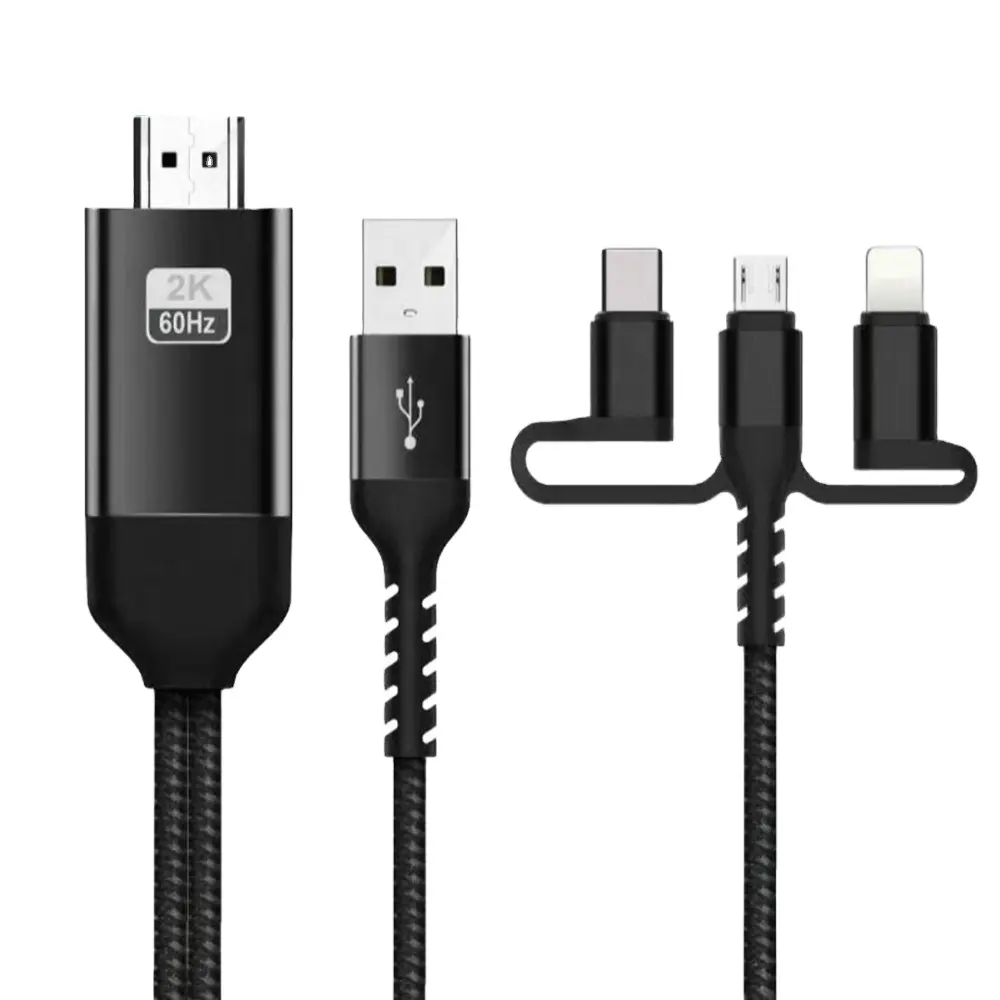 Phone To HDMI 3In1 For Lightning Type-C Type C Micro USB Port 3 In 1 To HDMI Adapter Cable For Phone To TV