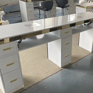 Table de bureau à ongles blanche marbre sur le dessus professionnelle pour salon de manucure manucure Table et chaise de luxe moderne pour ongles - Product Image 1