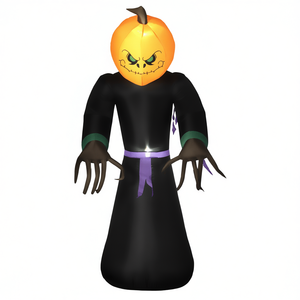 Décoration de tête de citrouille gonflable pour Halloween, décoration de jardin extérieure, matériau PVC, 6 pieds de haut, décoration de fête d'Halloween - Product Image 1