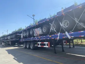 Venta caliente 3 Axle 40 Ft Semi Truck Trailer Flatbed Container Carrier con cabecero 40 Feet Truck Trailers para la venta