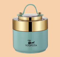 Pot isotherme en acier inoxydable 304 avec couvercle, boîte à lunch isotherme pour étudiants, compacte et portable