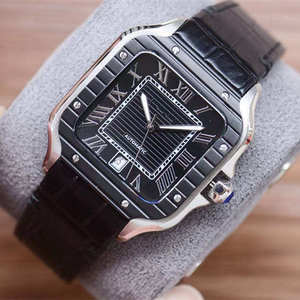 นาฬิกาข้อมือทรงสี่เหลี่ยมหรูหราสไตล์ฮิปฮอป ระบบออโตเมติก ขนาด 41 มม. สายสแตนเลสสตีล สายยาง หน้าปัดแบบเข็ม ตัวล็อคแบบผีเสื้อ - Product Image 1
