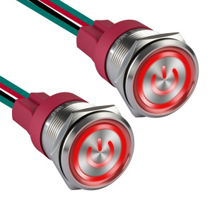 Stainless Steel Latching Push Button Switch 22mm IP65 Waterproof LED Ring Light Red Green Blue Marine On Off 12V 15A - Product Image 1