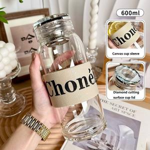 Botella de agua de vidrio de 400ml/500ml/600ml con tapa y logotipo - Product Image 5