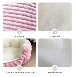 Cama de gato/perro rosa de verano, nido de dormir profundo de pana de alta densidad, resistente a los arañazos, Universal, todas las estaciones, embalaje personalizado sólido - Product Image 4