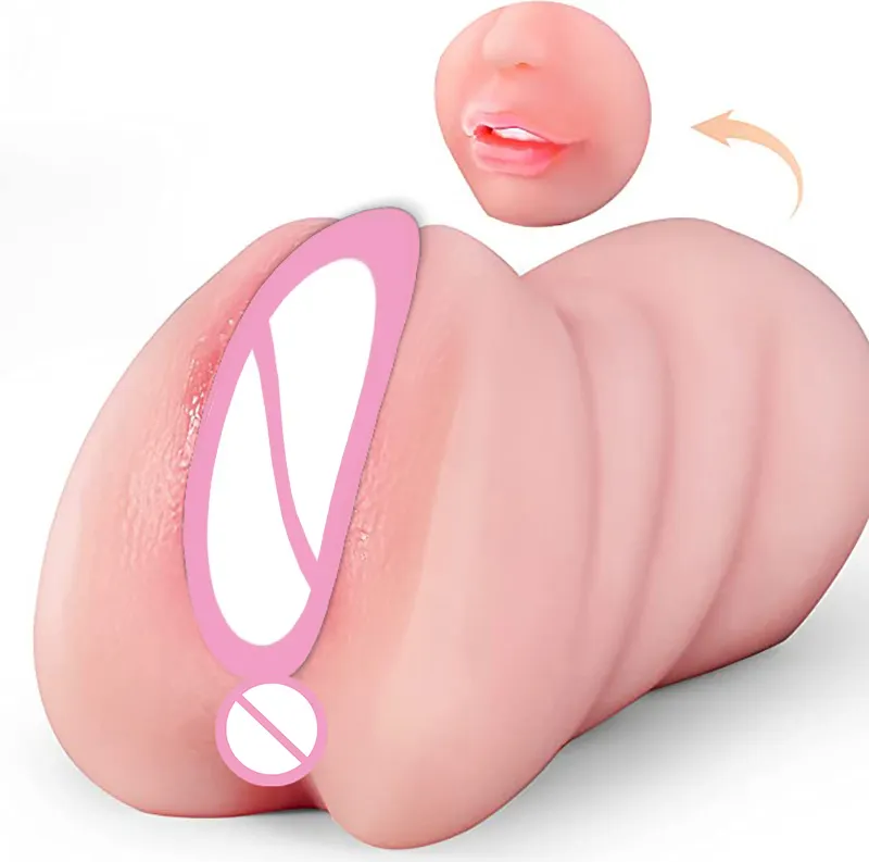 Gerçekçi vajina silikon erkek mastürbasyon makinesi Anal Oral ağız uçak fincan cep kedi seks oyuncakları erkekler için