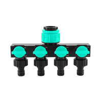 Connecteur de tuyau distributeur 1/2" 3/4" 1" du fabricant, répartiteur de tuyau à 4 voies avec robinet, connecteur de robinet, répartiteur de tuyau d'arrosage avec valve
