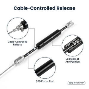 Ressort à gaz contrôlé par câble avec tige de piston verrouillable, capacité de charge de 22 lb pour boîte à outils et usage industriel, cylindre en acier - Product Image 1