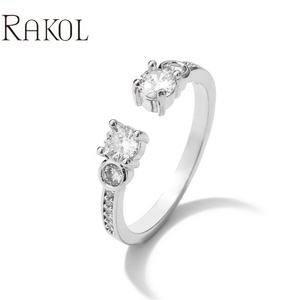 RAKOL RP5193 Bijoux de mode fille glacés Cubic Zirconia Cute Designer Bague réglable - Product Image 4