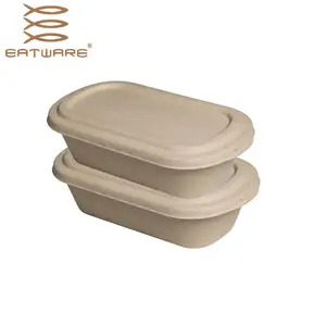 850ml डिस्पोजेबल Biodegradable गर्मी प्रतिरोधी बांस फाइबर दोपहर के भोजन के बॉक्स कागज भोजन पैकिंग बॉक्स
