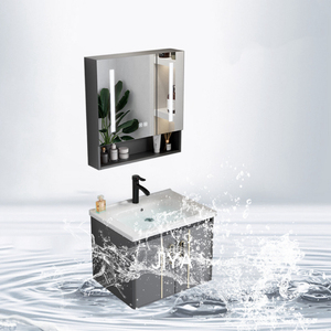 Promotion Meuble-Lavabo de Salle de Bain en Aluminium Spatial avec Vasque, Ensemble Lavabo et Meuble, Vasque pour Balcon - Product Image 2