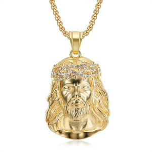 מנהג גברים 18K זהב היפ הופ jesus פסל תליון תכשיטי אופנה עם נירוסטה סוג דתי נוצרי - Product Image 1