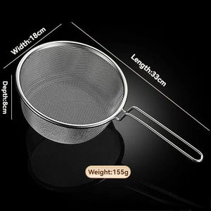 Cuillère écumoire en acier inoxydable de qualité alimentaire 304 <span class=keywords><strong>panier</strong></span> à friture à mailles fines de 8 pouces <span class=keywords><strong>pour</strong></span> la vidange de l'huile passoire à friture de cuisine - Product Image 5