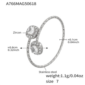 Hot Selling Customizable 5A Zircon Heart Square <b>Ring</b> Band Open Design Stainless Steel 18K Gold <b>Ring</b> for Women - Product Image 6