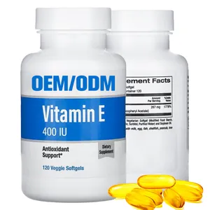 OEM ODM 400IU Suporte antioxidante Softgels 120 Veggie Softgels Vitamina E Cápsulas para clareamento da pele