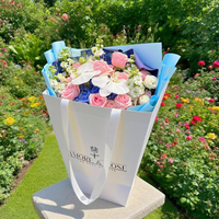 Sac à fleurs anti-graisse, boîtes d'emballage personnalisées pour fleuristes, boîte à fleurs pour bouquet, poignées découpées, matériaux recyclés rigides et frais