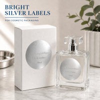 Étiquette en relief pour flacon de parfum, papier argenté personnalisé, papier cuivré métallique rond, eau de parfum, marque cosmétique