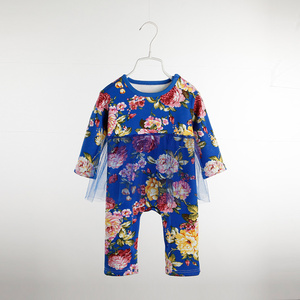 Wholesale Baby Clothing Long Sleeve Toddler Baby Girl Floral Romper With Lace Tutu Skirt - Product Image 4