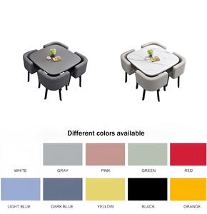 Ensemble de tables <span class=keywords><strong>et</strong></span> de chaises en bois de luxe moderne, meubles de salon, petite table à manger ronde en marbre <span class=keywords><strong>et</strong></span> en bois, ensemble de 4 chaises - Product Image 5