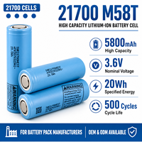 Sel Baterai Lithium Ion 21700 5800mAh 3.6V 20Wh Kapasitas Tinggi, Baterai Isi Ulang untuk Produsen Paket Baterai OEM ODM