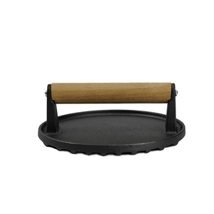 Prensa de carne de hierro fundido pesado con mango de madera, para hacer hamburguesas, para parrilla de barbacoa, herramienta de cocina para carne, bistec y hamburguesas - Product Image 4