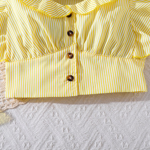 Abbigliamento <span class=keywords><strong>Donna</strong></span> e Bambina Primavera Estate 2026 Nuova Giacca Casual a Righe con Maniche Volanti Traspirante <span class=keywords><strong>per</strong></span> Ragazze 7-9 Anni - Product Image 5