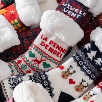 Chaussettes d'hiver en fibre acrylique antidérapantes, doublées polaire, épaisses, au-dessus du genou, motif Père Noël, renne, bonhomme de neige, sapin de Noël, en stock
