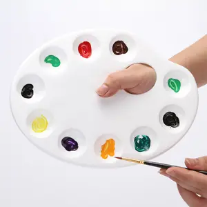 10 hole oval Eco Friendly plastics paint palette Art Supplies Plastic Paint Palette Tray Watercolor Acrylic Paint Tray Palettes