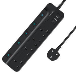 Nouvelle <span class=keywords><strong>multiprise</strong></span> UK 2M rallonge électrique 13a 4 prises d'extension avec 3 chargeur USB <span class=keywords><strong>et</strong></span> Type C 18W parasurtenseur - Product Image 3