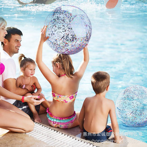 Inflatable Transparent Sequined Beach Ball For Children Water Play 0.2mm PVC Swimming Pool Toy - Product Image 1