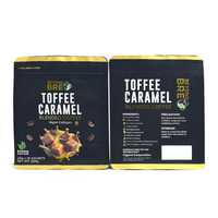 Sachet de café personnalisé à fond plat 200g avec bande déchirable, sachet individuel 20g pour mélange de collagène, noir mat imprimé OEM