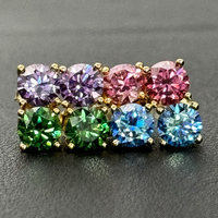 Nouvelle tendance Moissanite Lab diamant boucle d'oreille femmes hommes cadeaux coloré bleu vert rose plaqué or 14K 925 clous d'oreille en argent Sterling