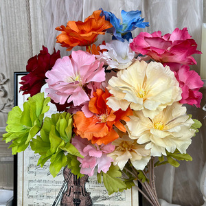 Bouquet de fleurs artificielles en soie Lanxi, décoration de mariage, arrangement au sol, fleurs faites à la main - Product Image 1