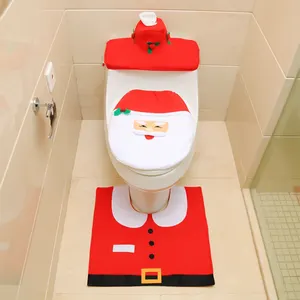 욕실 부드러운 두꺼운 따뜻한 Stretchable 빨 천 변기 커버 패드 산타 클로스 1 세트