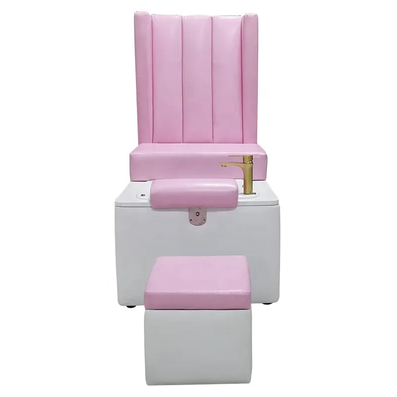 Luxury Foot Spa Massage Double Person sedia per pedicure in legno rosa con interruttore dell'acqua ciotola di cristallo luce colorata per uso in salone di bellezza