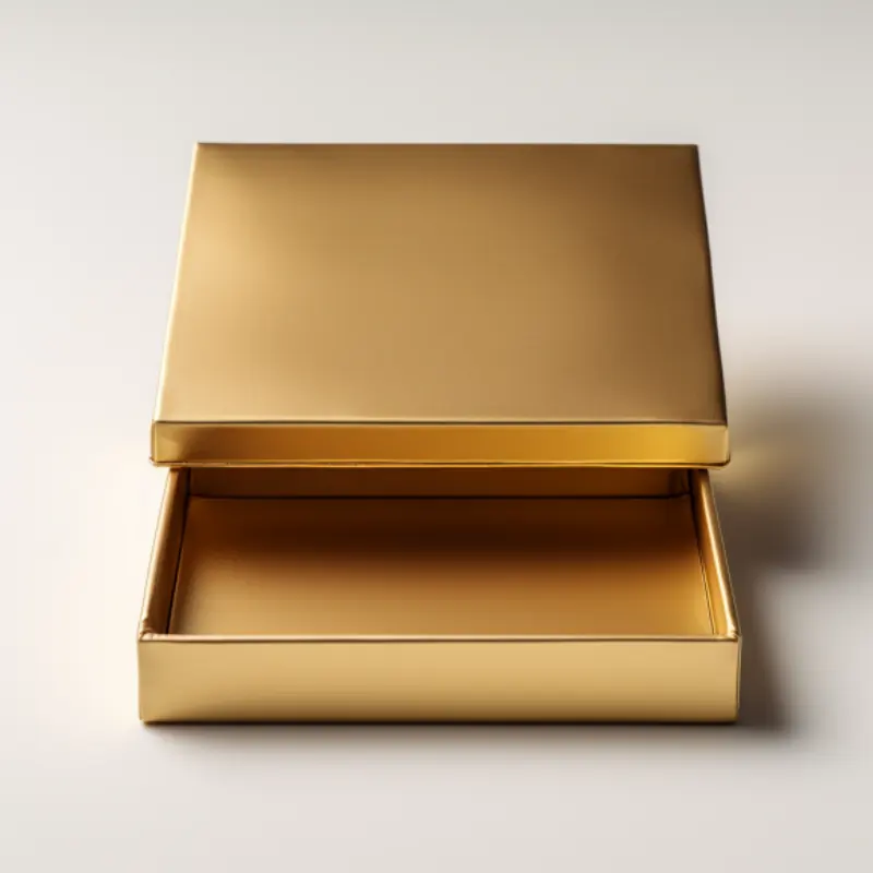 Tampa personalizada e base chocolates caixas douradas para presente de férias insere pequena caixa dourada