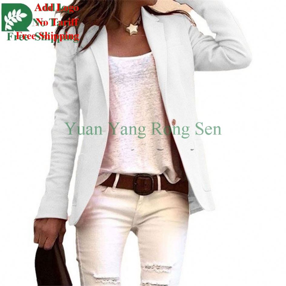 Spring V-neck Button Long Sleeves Feminine De Alta Veste Femme Bureau Blazer Women's &amp; Tuxedo Jacket