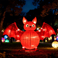 Maßgefertigte Tier-Laternen Traditionelle Rote Seiden-Chinesische Laternen Halloween-Fledermaus-Laterne für Halloween-Festival-Dekoration