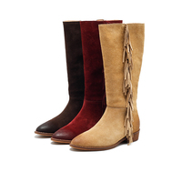 Bottes pour femmes en cuir véritable imperméables, respirantes et légères, à hauteur du genou, avec semelle extérieure en caoutchouc