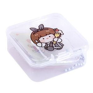 Creative Little Girl Storage Box With Transparent Bean Stickers Cartoon Adhesive Stickers 12 <b>Sheets</b> Per Box DIY Craft Material - Product Image 5
