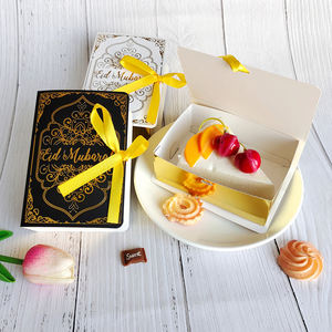 Islam or estampage feuille <span class=keywords><strong>livre</strong></span> forme Eid Mubarak papier bonbons boîte-cadeau pour la décoration de l'Aïd musulman - Product Image 5